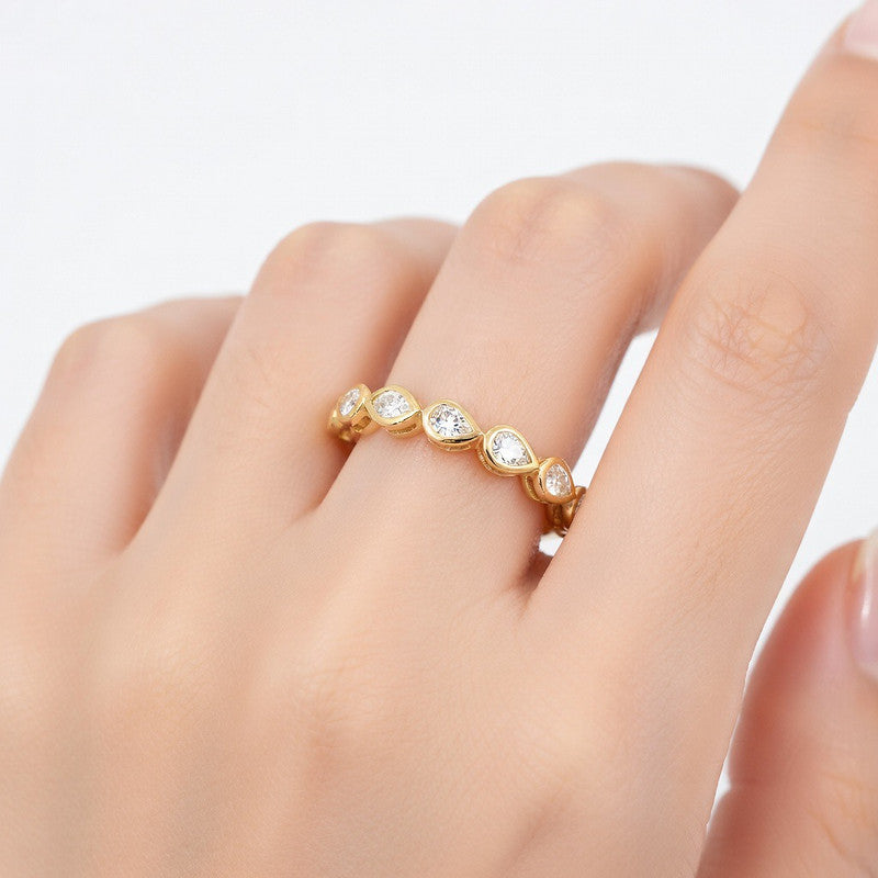 Petite Pear Petal Half-Eternity Ring - view 2