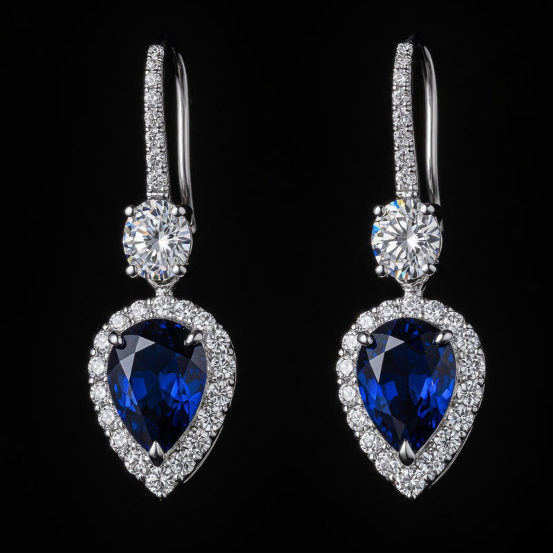 Saphir Bleu Hook Drop Earrings