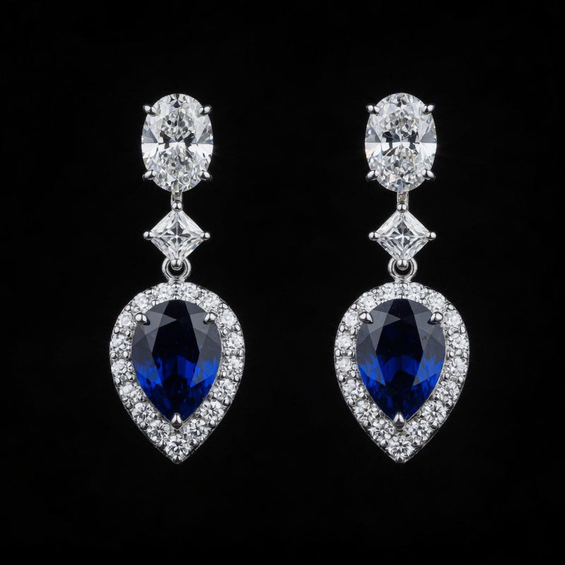 Saphir Bleu Cascade Drop Earrings III