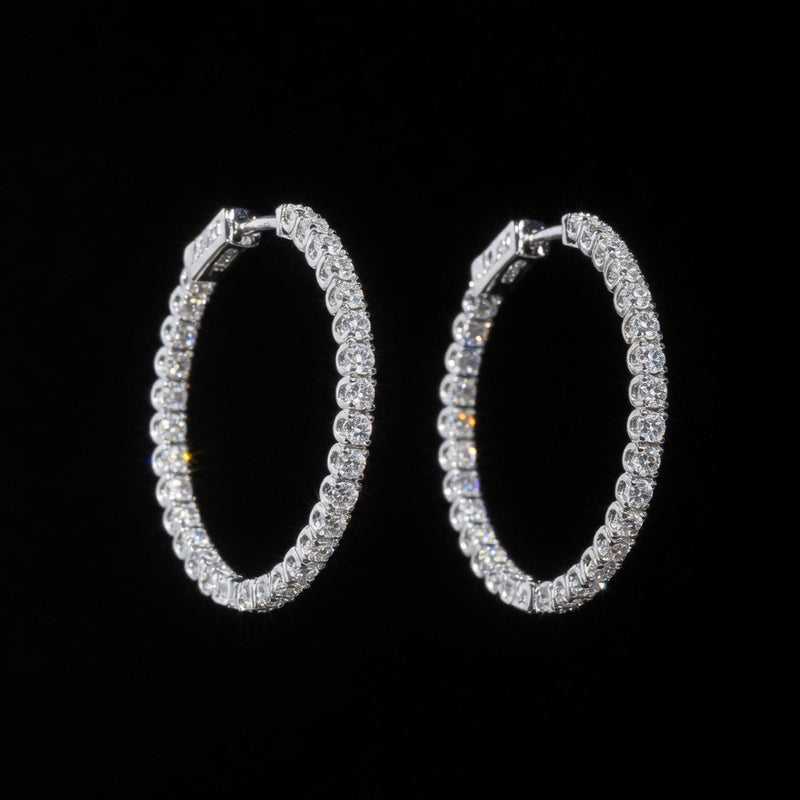 Classic Diamond Round Hoop Earrings