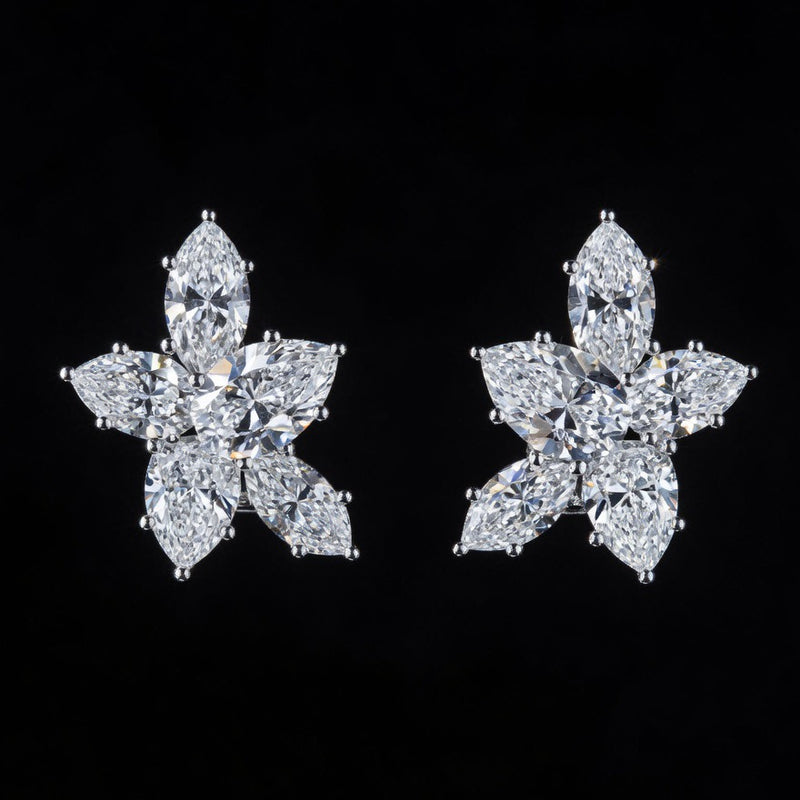Marquise Cluster Diamond Studs