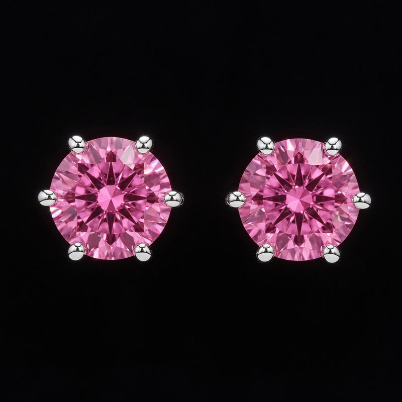 Fancy Pink Round Brilliant Studs II