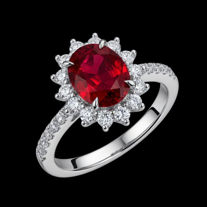 Scarlet Bloom Ruby Halo Ring I