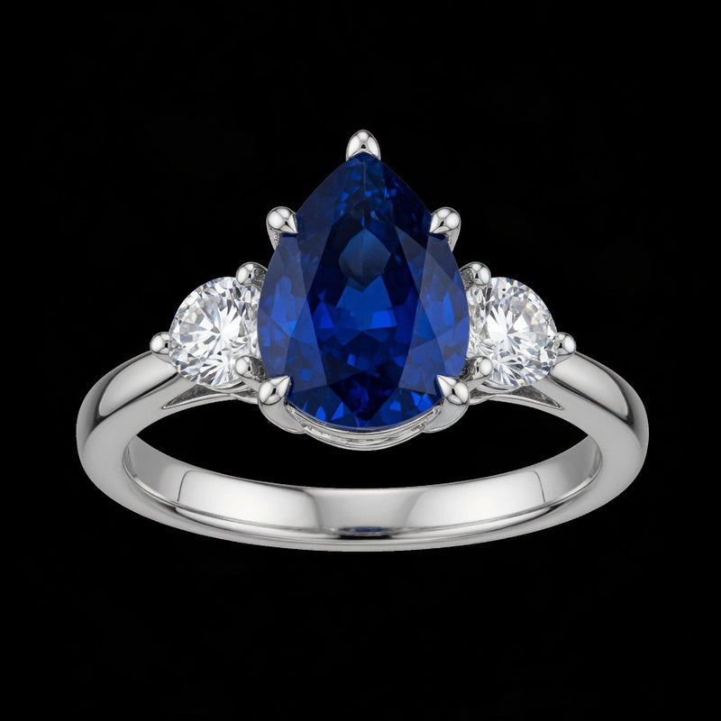 Bleu Trinity Pear Sapphire Ring