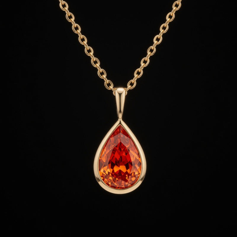 Soleil Poire Orange Sapphire Pendant