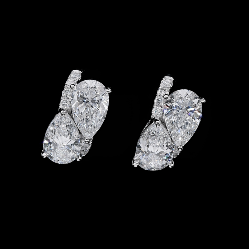 Duo Pear Shaped Diamond Earrings