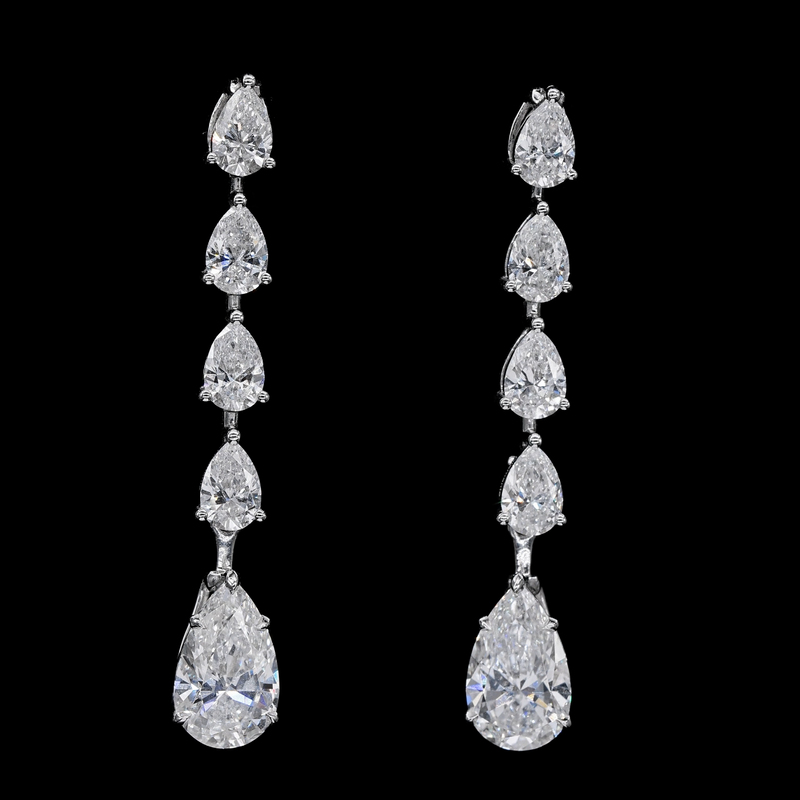 Quintuple Pear Solitaire Drops Earrings