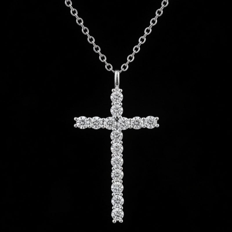 Croix Céleste – All-Diamond Cross Pendant