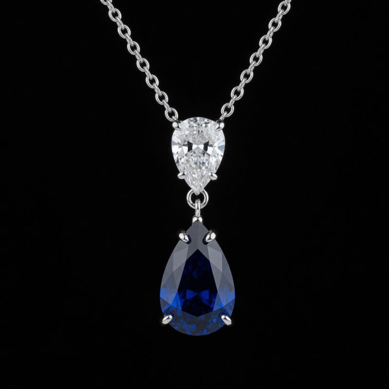 Larme de Nuit – Pear Sapphire & Diamond Drop Pendant