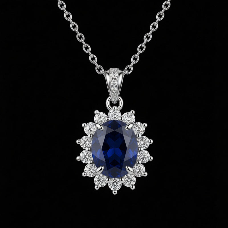 Éclat de Versailles – Royal Sapphire Sunburst Pendant