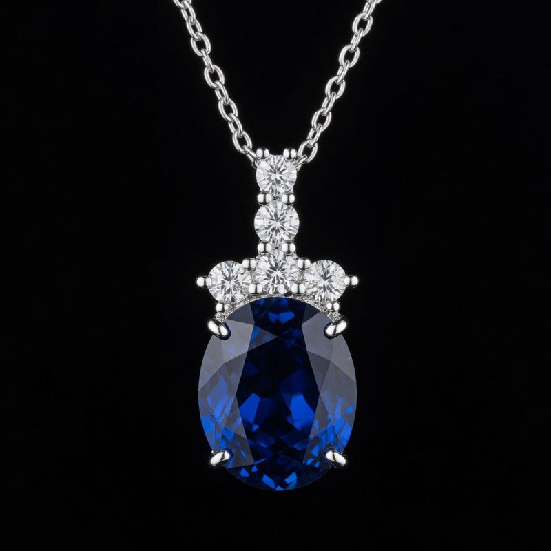 Couronne de Neptune – Oval Sapphire Crown Pendant
