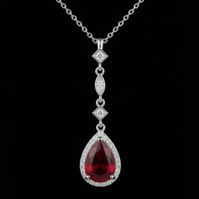 Château Rouge – Ruby Art Deco Long Drop Pendant